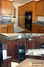 Gel stain will not require you to sand the product to a raw wood finish. Kitchen Makeover Gel Stain Backsplash Hardware Apron Sink Tiled Floor Stained Kitchen Cabinets Diy Kitchen Diy Kitchen Cabinets