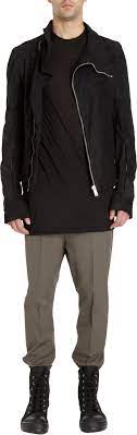 Rick Owens Bauhaus Jacket At Barneys Com Menswear Leather Jacket Jackets Menswear Long Sleeve Blouse