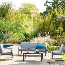 Offrez à votre jardin ou balcon une mise en beauté avec nos fauteuils élégants et compacts. Salon De Jardin Unione Graphite 5 Places Aluminium Hesperide