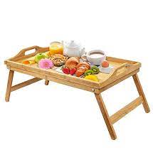 amazon com urbenfit bed tray table bamboo portable lightweight breakfast serving trays with folding legs mu bed tray table breakfast serving trays food table