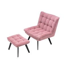 Its metal frame makes it sturdy, while the plush cushions keep it comfortable. Armless Chair With Ottoman Velvet Tufted Accent Chair With Ottoman Medieval Style Sofa Lounge Chair With Footrest Soft And Comfortable Pink Walmart Com Walmart Com