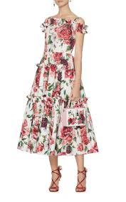 Dolce Gabbana Off The Shoulder Peony Print Midi Dress Belos Vestidos Vestidos Especiais Vestidos Diferentes