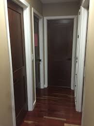 Brazilian Cherry Wood Floor White Trim And Stained Solid Doors I Installed In My Personal Home Mahogany Doors Interior Home Wood Doors Interior