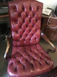 Antique Leather Top Desk With English Style Brass Nail Trim Reclining Chair Made By Sam Moore Antique Leather Top Desk Leather Top Desk Chair