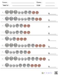 Kindergarten Worksheets Counting United States Coins
