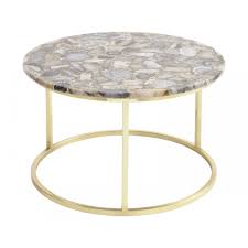 Get 5% in rewards with club o! Multi Coloured Agate Circular Coffee Table With Brass Frame At Fusion