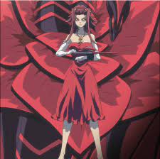 Pink n Nerdy — yugiohfan94: Aki in her red dress from episode 73.