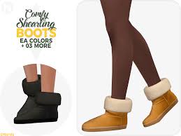• custom thumbnail • 15 swatches • base game compatible • edited ea mesh by me • please read and. Comfy Shearling Boots Sims 4 Cc Shoes Sims 4 Cc Shoes Sims 4 Dresses Sims 4