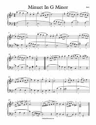Free Piano Sheet Music 1 Page Version Of Bach Minuet In G Minor Piano Sheet Music Free Piano Sheet Music Sheet Music