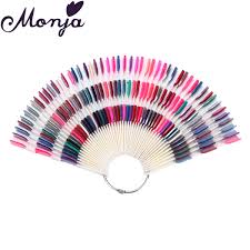 Us 2 93 30 Off Monja 150pcs Nail Art Fan Shape Display Natural Chart Gel Polish Coloring Sample Practice Training Nails With Removable Ring On