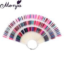 us 2 93 30 off monja 150pcs nail art fan shape display natural chart gel polish coloring sample practice training nails with removable ring on