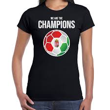 Koop nu hongarije in de geomix voetbal shop. Hongarije Ek Wk Supporter T Shirt We Are The Champions Met Hongaarse Voetbal Zwart Dames Fun En Feest Megastore Alkmaar