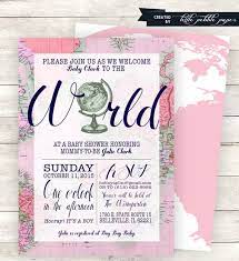 Pink Welcome To The World Baby Shower Invitation Printable Etsy Baby Shower Invitations Travel Baby Shower Invitations Printable Baby Shower Invitations