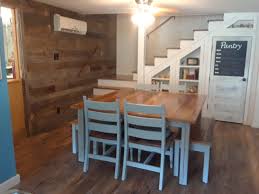 Dining Room With Custom 5 Foot Square Table And Chairs Built From Repurposed Wood Kitchen And Bath Remodeling Great Rooms Bath Remodel