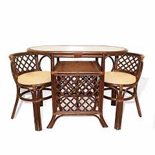 Borneo Compact Dining Set Table2 Chairs Dark Brown Handmade Natural Wicker Rattan Furniture You Ca Wicker Dining Set Dining Furniture Sets Oval Table Dining