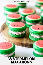 Watermelon Macarons Recipe Macaron Recipe Macarons Cute Desserts