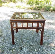 Vintage Bamboo Side Table Rattan End Table Boho Cane Occasional Table Boho Chic Tiki Table Bentwood Wicker Side Table Occasional Table Tiki