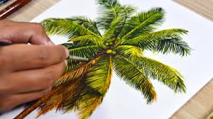 watercolor painting of a coconut tree youtube watercolor painting of a coconut tree