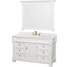 This off white bathroom vanity provides the simplicity that this room deserves, proving that sometimes it's the quiet statement that has the most to say. Wyndham Andover Single 55 Inch Transitional Bathroom Vanity White