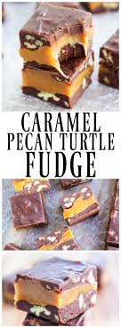 Place caramels and cream in a small bowl and microwave until smooth, stopping and stirring occasionally. Caramel Pecan Turtle Fudge Recipe