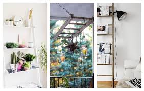 This blogger decided to use a wooden ladder as a faux ceiling beam where one used to be in order to better define two rooms. Using Ladders As Decor How To Repurpose Old Ladders