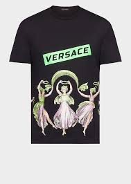 Versace Amore E Psiche Logo Print T Shirt For Men Official Website Mens Tshirts Print T Shirt Versace