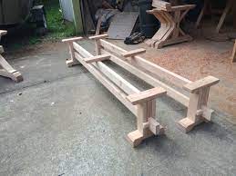 Farmhouse Trestle Bench Diy Kits Diy Bench Woodworking Bench Woodworking Workbench