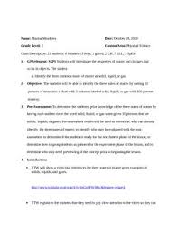 2nd Grade Physical Science Lesson Plan States Of Matter Physical Science Lessons Science Lesson Plans Physical Science