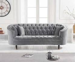Seine Grey Velvet 3 Seater Sofa Comfortable Sofa Bed Sofa 2 Seater Sofa