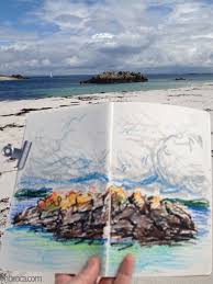 Iles Des Glenans Croquis Aux Pastels Gras Croquis Pastel Gras Illustrations