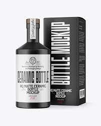 Download Ceramic Bottle With Box Mockup In Bottle Mockups On Yellow Images Object Mockups