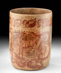Important Maya Pottery Cylinder Vessel