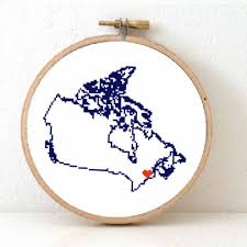 Model stitched two over two on 32 ct. Canada Provinces Cross Stitch Patterns Studio Koekoek Modern Embroidery
