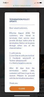 What the procedure to do? Tm Now Requires Early Notice For Unifi And Streamyx Termination Soyacincau Com