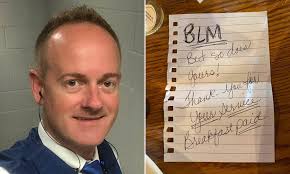 White cop left is touched after receiving a thank-you note from two black  women