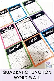 Use This Visual Algebra Word Wall When Teaching Quadratic Functions This Includes Vocabulary Algebra Word Walls Solving Quadratic Equations Solving Quadratics