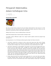 Dari yang sederhana, hingga aplikasi perhitungan yang sangat kompleks. Doc Pengaruh Matematika Dalam Kehidupan Fenata Putri Academia Edu