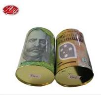 Custom Designed Round Money Saving Tin Box Coin Bank ...