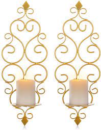 Shop wall candle holders at chairish, the design lover's marketplace for the best vintage and used furniture, decor and art. Gomaihe Gold Wall Mounted Candle Holders Set Of 2 Vintage Home Living Room Hanging Decorations For Valentine Christmas Wedding Dinning 20 21 5cm Iron Tealight Candlestick Holders Candelabra Home Kitchen Home Accessories
