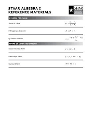 Texas Staar Algebra 1 Formula Chart Www Bedowntowndaytona Com