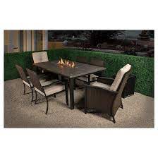 Bond Campbell 7 Piece Faux Wood Fire Patio Dining Set Target Patio Dining Set Patio Furniture Sets Wood Patio