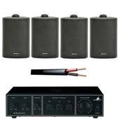 Outdoor Public Address System With 4 Wall Speakers 35w Amplifier Cable Public Address Systems In Wall Speakers Amplifier