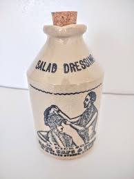 Vintage Stoneware Salad Dessing Advertising Bottle Dickson Hats Caps & Furs