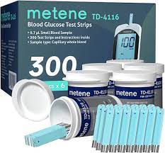 Amazon.com: Metene TD-4116 300 Count Test Strips for Diabetes, Use with  metene TD-4116 Blood Glucose Monitor Only : Health & Household