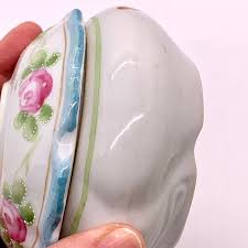 Antique porcelain hair receiver footed floral pattern. Vintage Pink Rose Hair Receiver Vanity Box Ceramic Lidded Box Bathroom Home Living Dolphinchat Ai