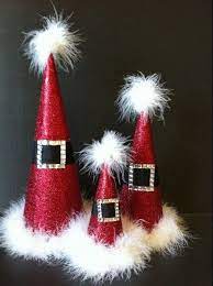 Santa Hat Cones Christmas Diy Christmas Crafts Xmas Crafts