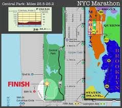 nyc course marathon map and elevation of the finish nycm