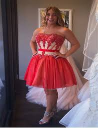 Aliexpress Com Buy Plus Size 16 Short Red Homecoming Dresses 2015 Strapless Appli Plus Size Homecoming Dresses Prom Dresses Sleeveless Red Homecoming Dresses