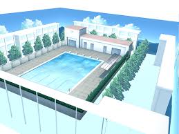 Mmd Hq School Pool Satges Download Pool Anime Background Background