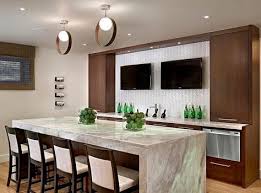 Contemporary Basement Bar With Cool Lighting Design Wood Inc Modern Home Bar Interior Design Dining Room Home Bar Designs